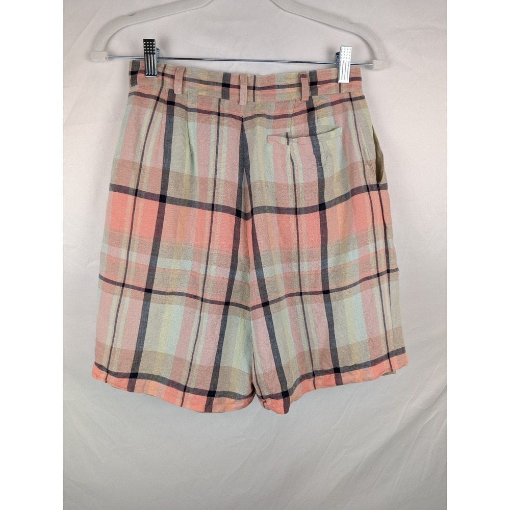 Vtg Callaway Golf Apparel Plaid Shorts Womens Linen Blend High Waist Golf XS S 4 - Picture 3 of 9